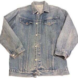 Derrieres Vintage Light Wash Denim Trucker Jacket Mens Blue Jean Coat XL